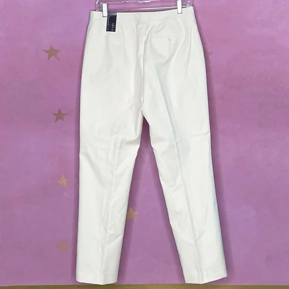 Ann Taylor Gramercy Fit Pants Women’s Size 8 Ivory Straight Cotton Stretch New - Picture 2 of 13